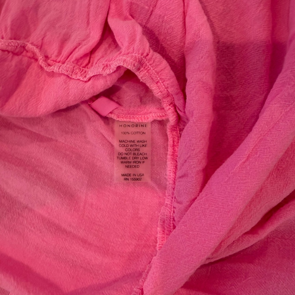 HONORINE Hibiscus Giselle Midi Dress Womens Pink Cotton Gauze Tiered Size M - Picture 6 of 8